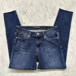 Banana Republic Women's 26P Mid-Rise Jeans Mr Skinny Haig Medium Blue Raw Hem